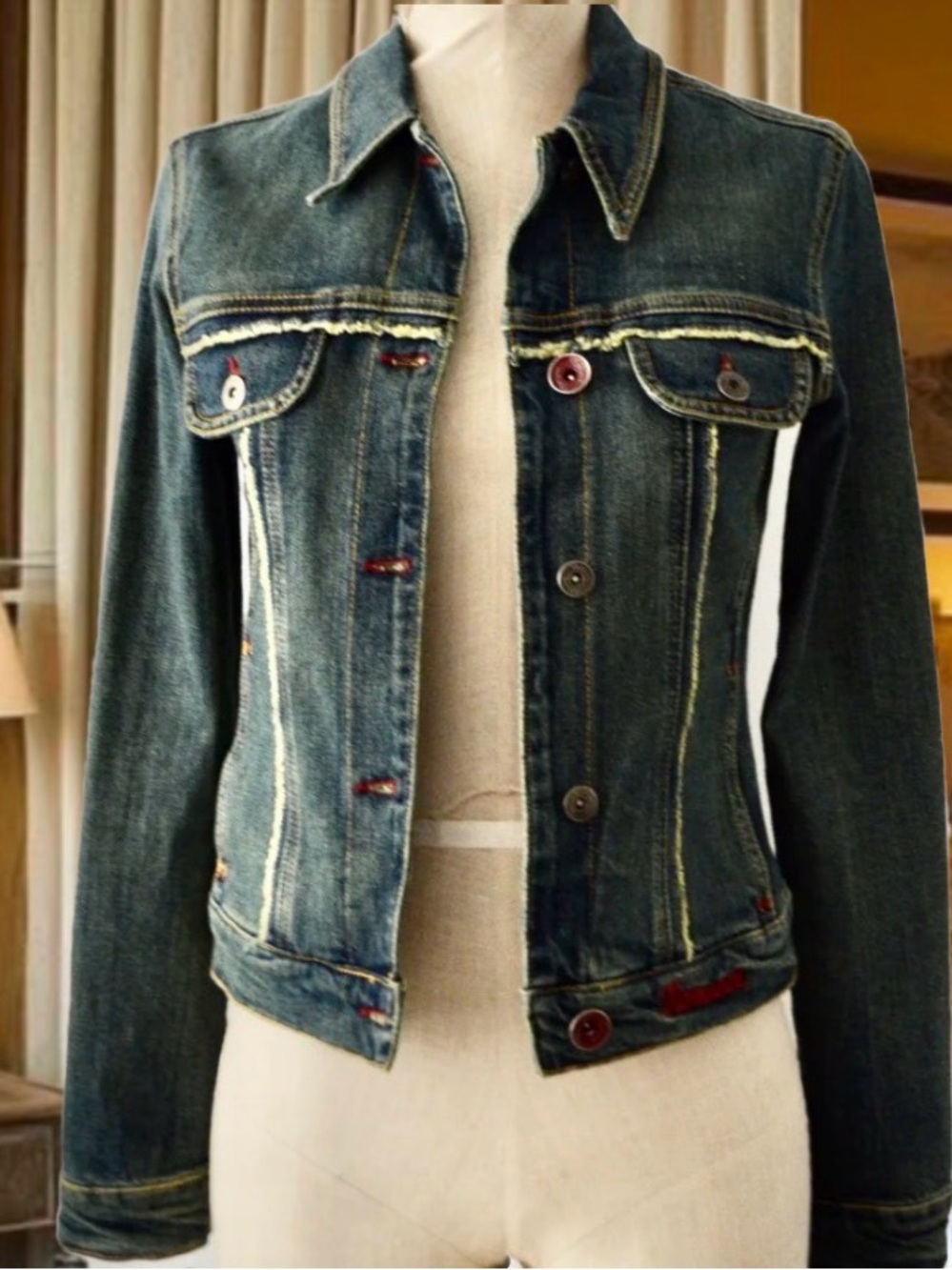 Fiorucci Vintage Denim Embroidered Jean Jacket sz M